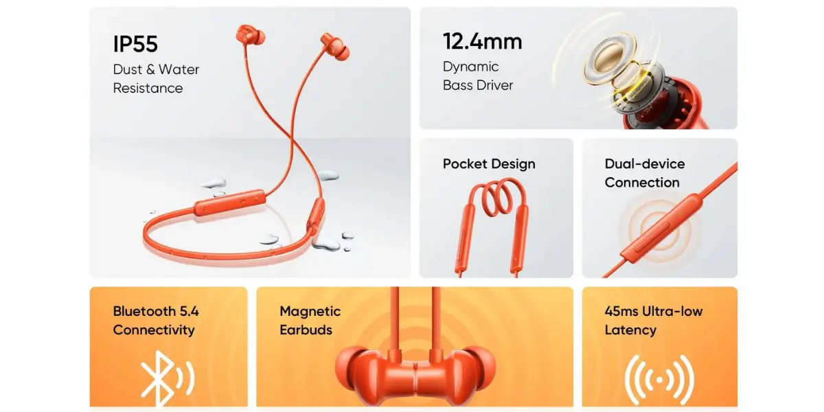 Realme Buds Wireless 5 Lite in Ear Bluetooth Neckband.webp